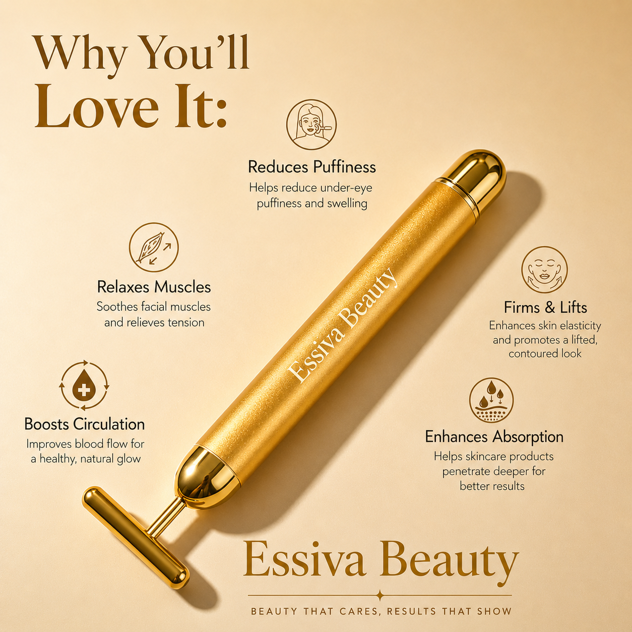 24K Gold Vibrating Face Massager