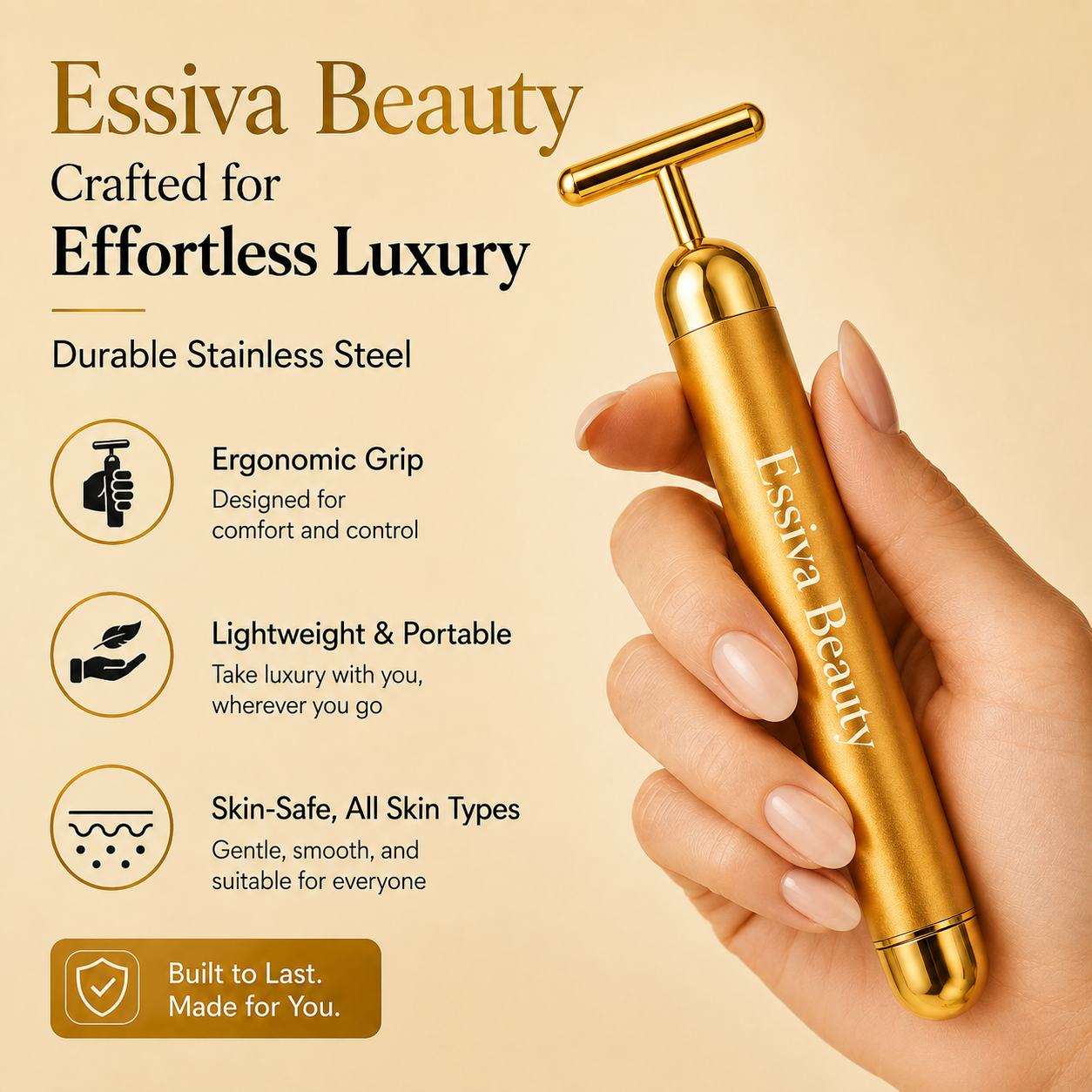24K Gold Vibrating Face Massager
