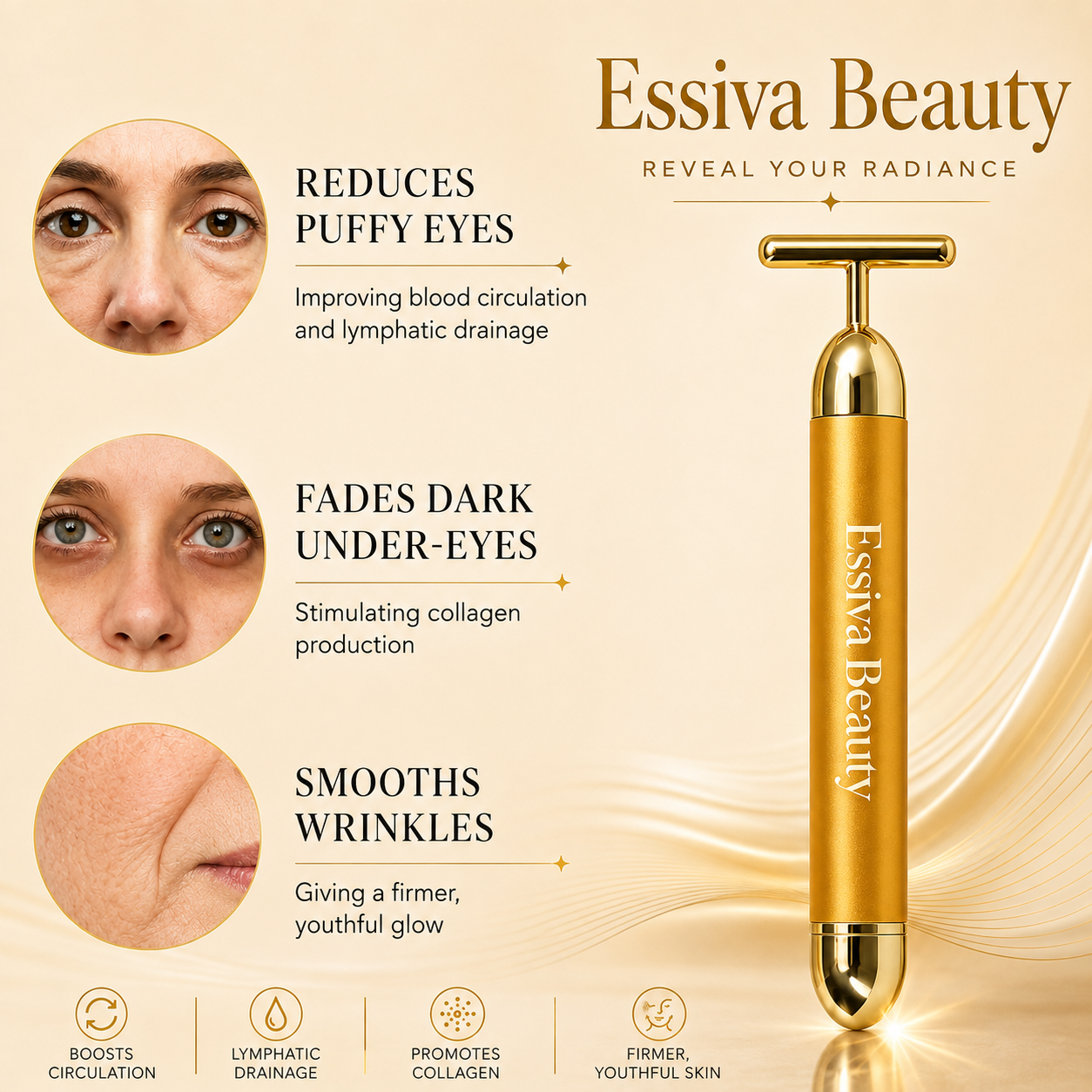 24K Gold Vibrating Face Massager